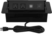 Pop up Power Strip with PD 30W USB Ports, Recessed Power Grommet Outlet Hub Conn