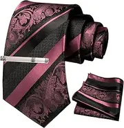 [JEMYGINS] Fashion Flower Ties and Pocket Square with Tie Clip Sets for Men