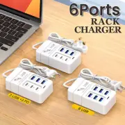6Ports Multiport USB Charger 35W PD Type-C Mobile Phone Fast Chargin Quick Type