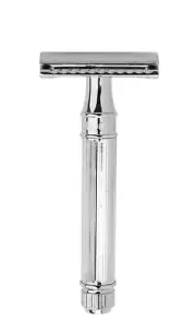 EDWIN JAGGER DE89LBL Chrome Lined Double Edge Safety Razor FREE BLADE