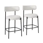 2 x New Kitchen Bar Stools Black Legs Barstool Chairs White Beige Fabric