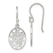 Sterling Silver Cut-Out Owl Shepherd Hook Earrings