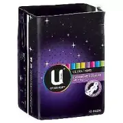 U By Kotex Ultrathin Overnight Pads With Wings 10 Pack