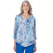 Alfred Dunner Neptune Beach Seashell Torn Jacquard Knit Shirt Petite 56950UY