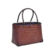 Nevenka Retro Womens Bamboo Handbag Handmade Large Tote Bag Wicker Basket Bag