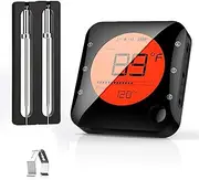 Wireless Bluetooth Thermometer, Remote Digital Kitchen Cooking Food Meat Thermometer with 2 Stainless Steel Probes, for BBQ Smoker Grill Oven