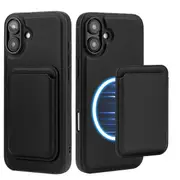 ZUSLAB for Apple iPhone 16 Case Magnetic Detachable Card Holder Wallet Shockproof Heavy Duty Protective Cover (2024) - Black