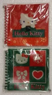 2008 Hello Kitty Christmas Holographic Notebooks x2 Green & Red 4x4 40 Sheets
