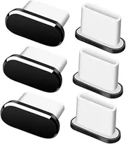6pcs USB C Dust Plugs Durable Type-c Port Protectors with Aluminum Alloy Cover for Smartphones Quick Installation Prevent Dust and Fluff for All