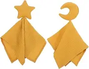 BESPORTBLE 2Pcs Moon Stars Security Blankets Snuggle Blankets for Crib Bedding Set Soft Comforter for Gentle Touch Design Safe for Skin for Sleep and Play