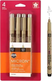 SAKURA Pigma Micron Fineliner Pens - Archival Black and Brown Ink Pens - Pens fo