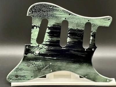 Stratocaster Pickguard Hand Painted SSS Black Green Texture