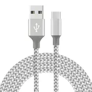 Catzon 1M 2M 3M Several Packs USB Type C Cable Nylon Braided Phone Cable Fast Charger Cable USB Cord -Grey White