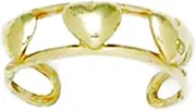 [JewelryWeb] 14k Yellow Gold Adjustable Double Row With Love Hearts Body Jewelry toe ring-toe ring for Women