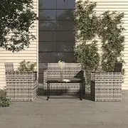 Patio Furniture Sets 4 Piece Outdoor Lounge Set with Cushions Poly Rattan Grey