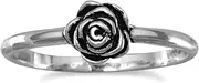 [JewelryWeb] 925 Sterling Silver Small Oxidized Rose Ring 1.7mm Wide Band With a 6mm-Wide-Oxidized-Rose-Band Style-Ring