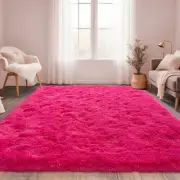 Hot Red Fluffy Rug for Bedroom 4x5.9 Feet - Ultra Soft & Anti 4x6 feet Rose Red