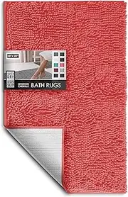 Hearth & Harbor Chenille Bath Mat - Machine Washable, Non-Slip, Quick Dry - Rose, 20x32