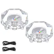 Crystal LED Light Base, 2 Set 2.99" Dia Octagon with Concave Display Pedestals