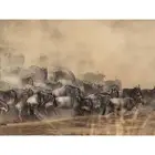 Wildebeest Antelope Herd Dust Large Wall Art Print