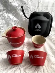 CARNIVAL PLAYERS CLUB CRUISE ENAMELED METAL MINI TEAPOT W/CUPS IN CASE