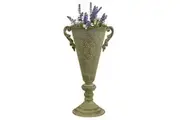 Willow & Silk Metal Taupe 2-Handle Tuscan Flute Urn/Flower/Plant Pot/Vase 40cm