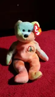 TWO I's IN "ORIGINAL" ON TAG!!! RARE PEACE BEANIE BABY. PVC PELLETS ERRORS MINT