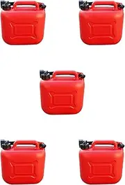 Mellisso 5X 5L Car Fuel Tank Can Spare Plastic Petrol Gas Container Anti-Static Fuel Carrier with Pipe for Car Travel