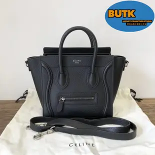 Butk二手之家Celine 賽琳 luggage nano 黑色笑臉包 粒面小牛皮單肩包 斜挎包 手提包