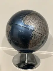Tabletop World Globe Blue & Silver Sphere Stainless Steel Frame 11 Inch