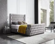 Milan Velvet Tufted Headboard and End board Bed Frame