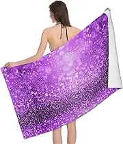 JBYJBX Sparkling Purple Glitter Print Beach Towel Quick Dry Sandproof Microfiber Beach Bath Towel for Travel Pool Camping