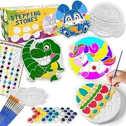 Stepping Stones Painting Kit for Kids Ages 6-12, 5 Pack Paint Your Own Garden Stones, Outdoor Arts and Crafts Kits, Creative Summer Gift for Kids Boy and Girl Age 6, 7, 8, 9, 10+ Year Old (Unicorn)