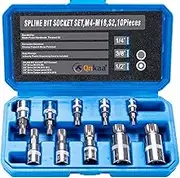 Spline Socket Bit Set 10pcs Square Triple Silver M4 - M18