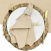 Plobeca Cloth Napkins Rustic Cotton Cloth Napkins Set of 10 Soft Table Napkins 45x45cm Washable Dinner Napkins for Christmas Wedding Party Fall Decor (Beige)