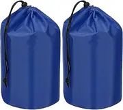uxcell Stuff Sack, 2 Pcs 5 x 10 Inch Waterproof Outdoor Storage Sack Portable Drawstring Dust Flap Bag Lightweight Sleeping Bag for Camping Hiking Travel, Navy Blue