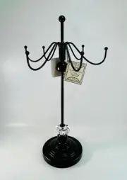 Kohl's Black Metal Necklace Bracelet Rings Earrings Jewelry Tree Holder 15.5"