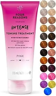 Four Reasons Color Mask INTENSE - Pink – (27 Colors) Intensive Toning Treatment - Color Depositing Conditioner – Semi Permanent Hair Dye for Lightened and Colored Hair– 100% Vegan, 6.76 fl oz