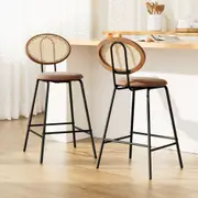 2x Artiss Bar Stools PU Leather Stools Brown
