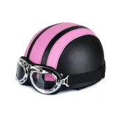 Motorcycle Helmet Unisex Men Women Open Face Half Visor Protection Goggles Safety Helmet Pink