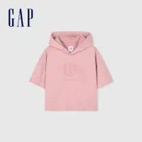 在飛比找momo購物網優惠-【GAP】女裝 Logo短袖帽T 復古水洗系列-粉紅色(87