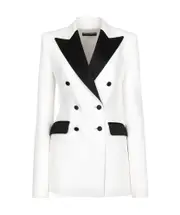 Dolce Gabbana Double-Breasted Faille Turlington Tuxedo Blazer IT44,IT42 White
