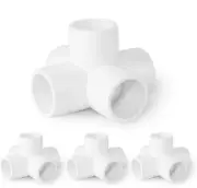 5 Way PVC Pipe Fittings 1/2 Inch PVC Elbow Corner Side Outlet Tee Fitting 4pcs D