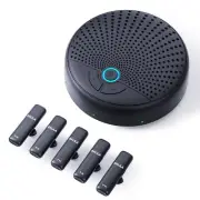 Conference Microphone and Speaker, USB Speakerphone with 5 Wireless Mics, 360...