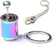 GT//Rotors Neon Chrome Six Speed Manual Transmission Gear Shift Fidget Toy Keychain [Bonus: Mini Monkey Wrench Keychain]