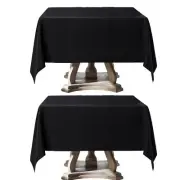2 Pack Square Tablecloth 52 x 52 Inch Black Tablecloths Stain-Wrinkle Resista...