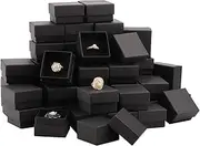 Fasmov 48 Pack Jewelry Ring Gift Box with Foam Insert, Ring Earring Kraft Box for Jewelry Set, Black