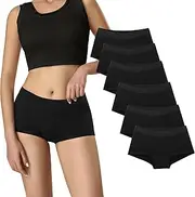 [Uizuooy] Women's Boxer Briefs Cotton Underwear Briefs Full Coverage Soft Anti Chafing Ladies BoyShorts Panties 6 Pack