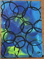 “ Collideascope” 1 of 1 Original by “JaMo” Acrylic mixed Medium on paper 5" x 7"