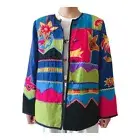 NWT Indigo Moon Rainbow Patchwork Boho Embroidered Jacket Large